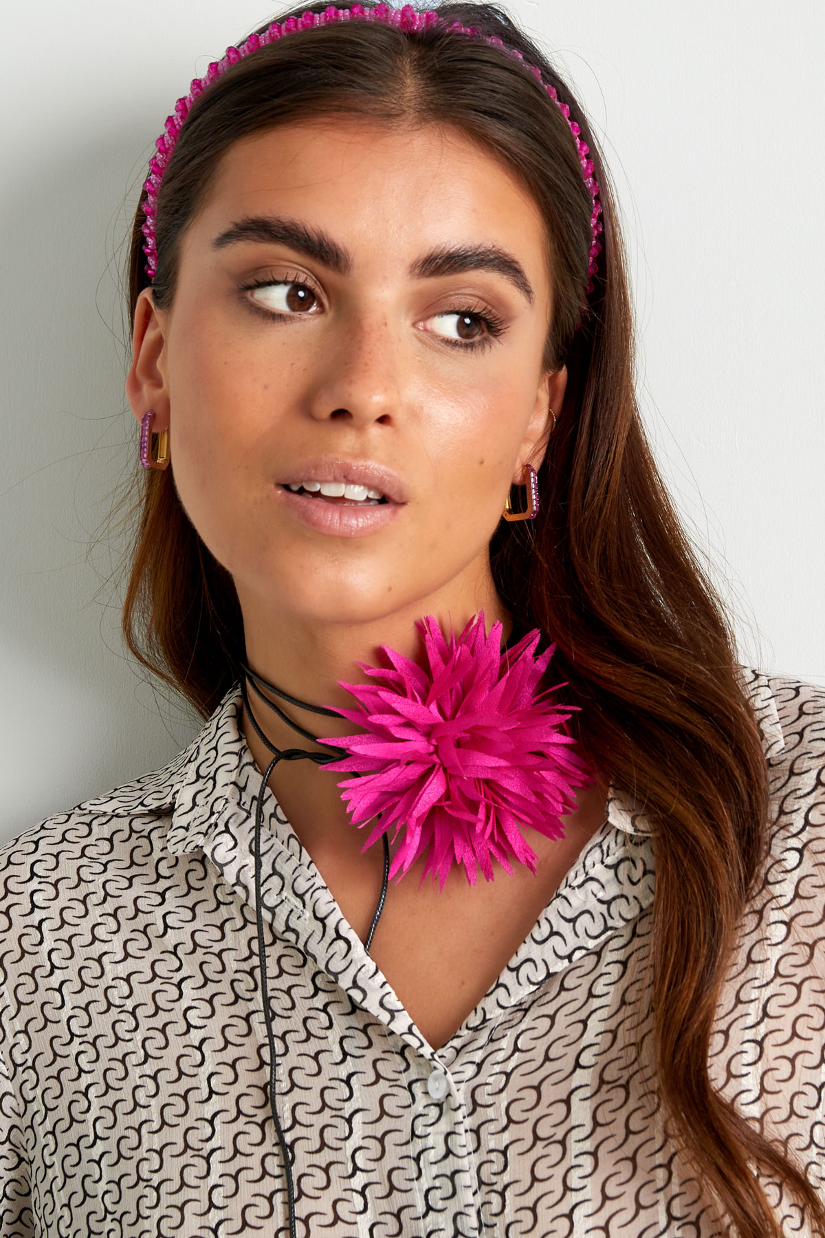 Halskette Statement-Blume – Aqua